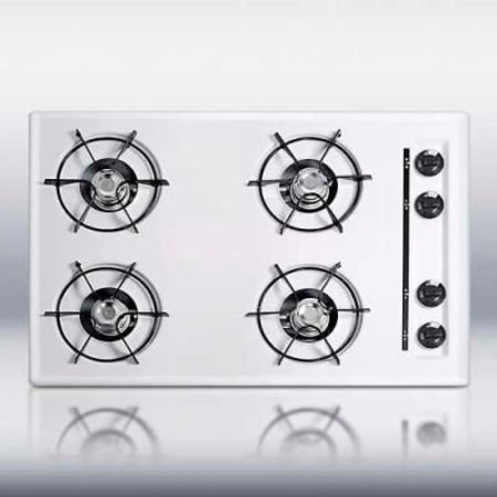 SUMMIT APPLIANCE DIV. Summit-30"W Cooktop, Four Burners, Gas Spark Ignition, White WNL053